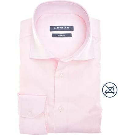 Ledub modern fit overhemd - twill - lichtroze - Strijkvrij - Boordmaat: 41