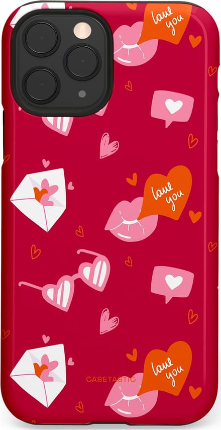 Casetastic hoesje geschikt voor Apple iPhone 11 Pro - Dubbellaagse bescherming - Liefdesbrief - Fashion Case - Bordeaux Lichtroze