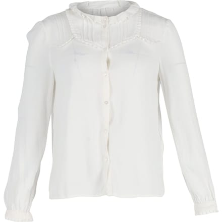 Maje blouse met ruches en knoopjes in witte katoen