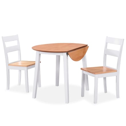 vidaXL - Eetkamerset - MDF - en - rubberwood - wit - 3-delig