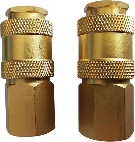 Powerplus POWAIR0255 Compressor koppelingen - Universele vrouwelijke buitendraad - Vrouwelijke schroefdraad 1/4" - 2stuks - Koper - Rubber greep