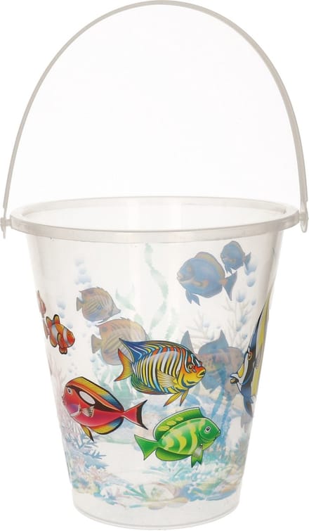 Summer Play Strandemmer - transparant - vissen print - handvat - 23 x 22 cm - strandspeelgoed