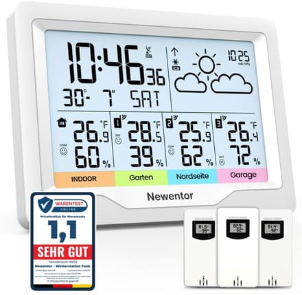Draadloos Weerstation met 3 Buitensensoren, Thermometer en Hygrometer