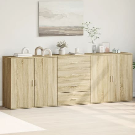 vidaXL - Dressoirs - 3 - st - bewerkt - hout - sonoma - eiken