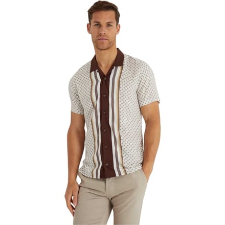 Threadbare Gedessineerd herenoverhemd (Crème)