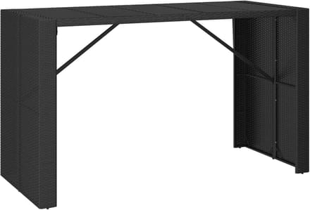 Robuuste Bartafel van PE-Rotan met Zwart Glasblad voor Tuin en Terras
