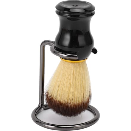 Blaireau avec Support Homme Rasage Humide Brosse à Barbe avec Support pour Crème à Raser Savon black