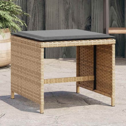 vidaXL - Tuinkrukken - 4 - st - kussens - 41x41x36 - cm - poly - rattan - gemengd - beige