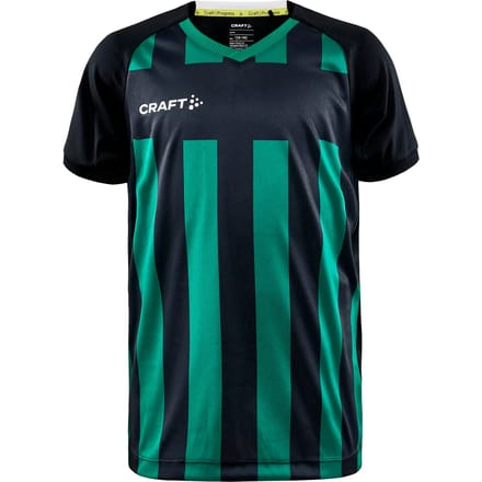 Craft Progress 2.0 Stripe Shirt Korte Mouw Kinderen - Zwart / Groen | Maat: 146/152