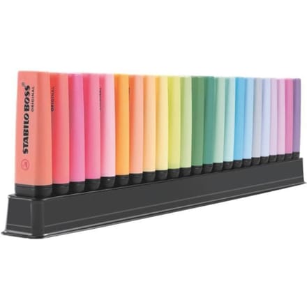 STABILO Boss Original Markeerstift deskset - ARTY 23 Stuks - 9 Standaard + 14 Pastel Kleuren