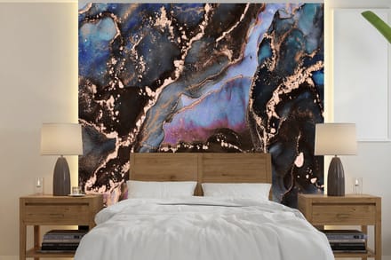 Behang - Fotobehang Marmer - Goud - Rosé - Breedte 220 cm x hoogte 220 cm