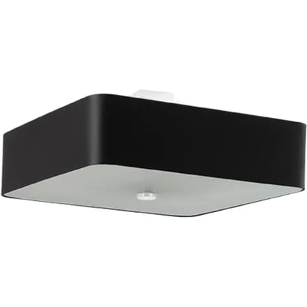 Plafondlamp LOKKO 55 groot vierkant met 5 lichtpunten - Sollux Lighting - IP20 - Zwart stof/glas/staal behuizing - 55 x 55 x 25 cm - 5 x E27 LED, exclusief lichtbron - 5 x 15 W - Minimalistische plafondlamp voor woonkamer, slaapkamer en eetkamer