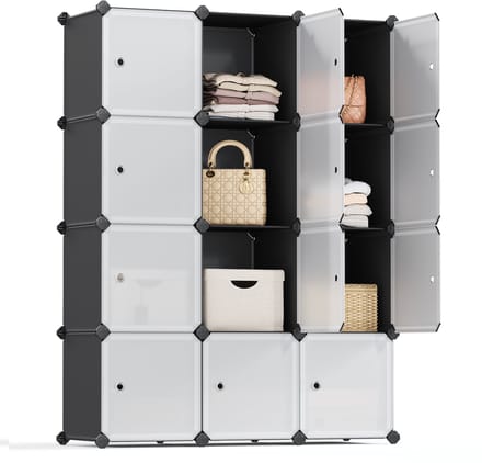 SONGMICS - Kubus Kast - Schoenenrek met Deuren - Set van 12 Kubussen