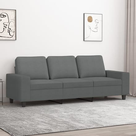 Vidaxl Bank 3-Zits, Donkergrijs, 180 Cm, Bekleed met Stof