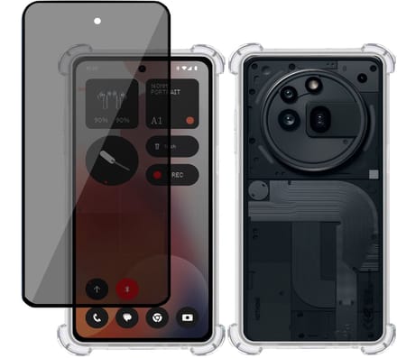 TechNow Hoesje + Privé Screenprotector geschikt voor Nothing Phone (3a) Pro – Hoesje Screenprotector - Privacy Tempered Glass - Case Transparant