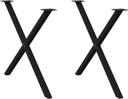 X-vormige Eettafelpoten Set van 2 Zwart Staal Hoogte Verstelbaar