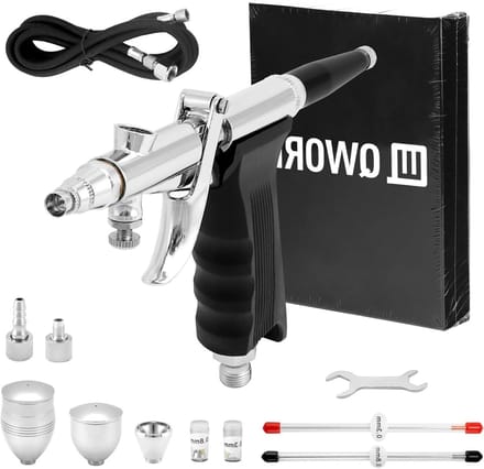 Ronte - Airbrush Kit met 3 Nozzles, 3 Verfbekers en 1.8m Slanglengte