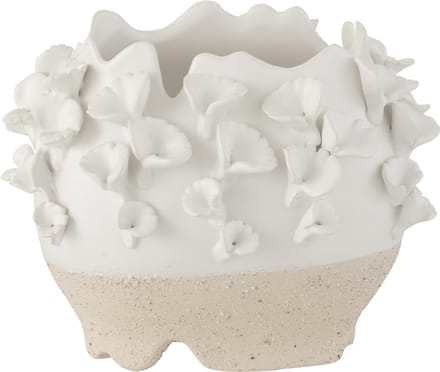 J-Line bloempot Anemone - keramiek - wit/beige - Ø 17 cm