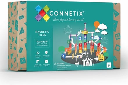 CONNETIX - Magnetisch Tegels - Regenboog Ball Run Pakket - 92 Stuks - Magnetisch Speelgoed