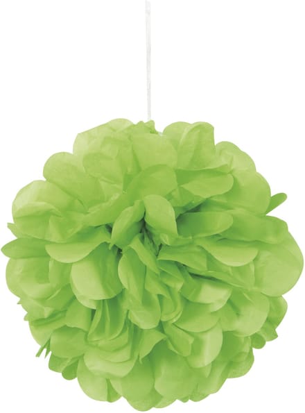 UNIQUE - 3 hangende pompons van limoengroen papier 22 cm voor decoratie