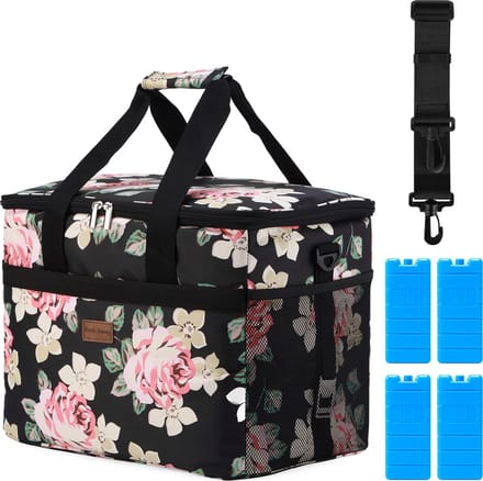 Packaway 4 Laags Geïsoleerde Koeltas - Lunchtas 30 liter - Black Flower