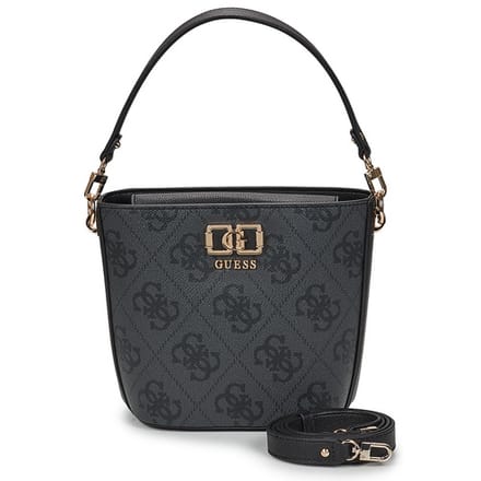 GUESS schoudertas Karnilla Logo Bucket Coal Logo donkergrijs