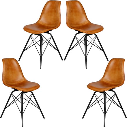 Eetkamerstoel leer cognac - Leren fauteuil