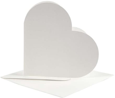 Hartvormige Kaarten, afmeting kaart 12,5x12,5 cm, afmeting envelop 13,5x13,5 cm, off-white, 10sets