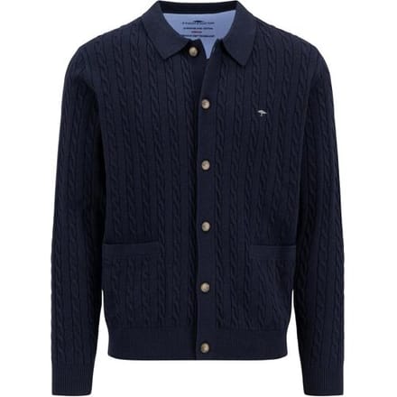 Fynch-Hatton Vest Buttoned Cardigan Superfine Cotton Cable Knit Navy / male