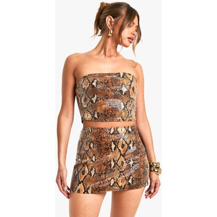 boohoo Dames Sequinslang Mini Rok | Bruin | Maat: 38