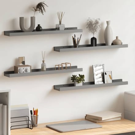 vidaXL - Wandschappen - 4 - st - 60x9x3 - cm - grijs