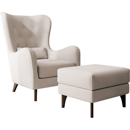 Fauteuil met hocker Casara velvet | NADUVI Collection