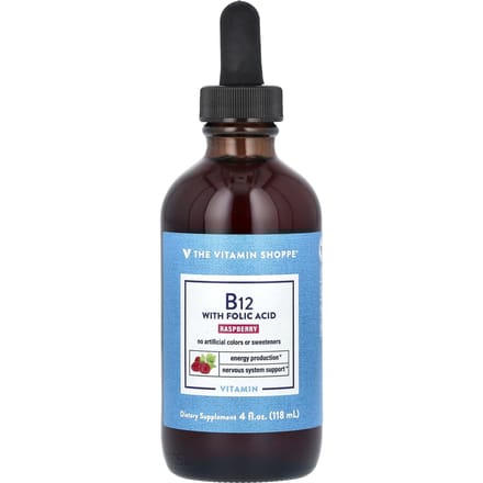 The Vitamin Shoppe, Vitamine B12, avec acide folique, framboise, 113 ml (118ml)