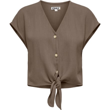 regular fit blousetop van mix van viscose en linnen model 'SIESTA'