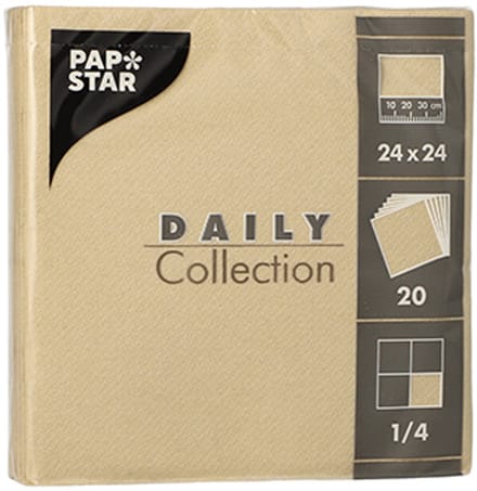 20x 20 Servetten DAILY Collection 1/4 vouw 24 cm x 24 cm zand