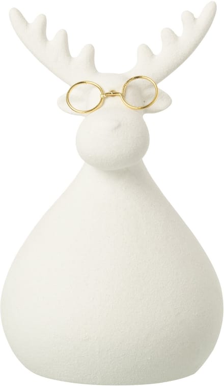 J-Line figuur Rendier - porselein - wit/goud - medium