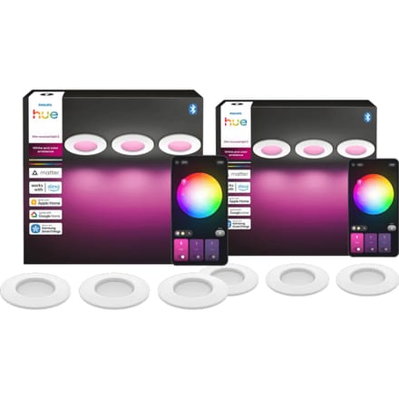 Philips Hue Inbouwspot Slim 6-Pack - White and Color - 90mm - Wit