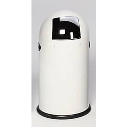 VAR afvalbak, 33 liter, stalen binnenemmer, metalen handvat, wit