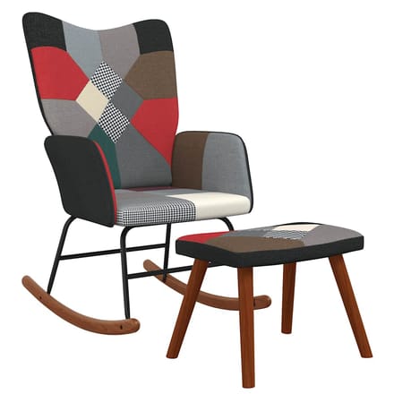 Vidaxl Schommelstoel Met Voetenbank, Patchwork, Bekleed Met Stof