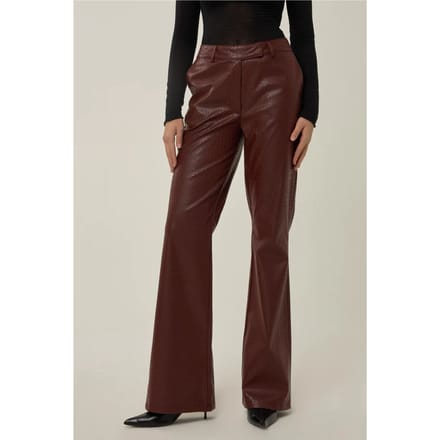Hoge Taille Imitatie Leren Flared Broek