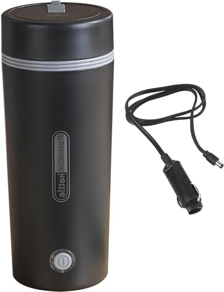 Draagbare waterkoker - Compacte theeketel - Reizen en thuis - Universeel 12V/24V - 400 ml - Zilver