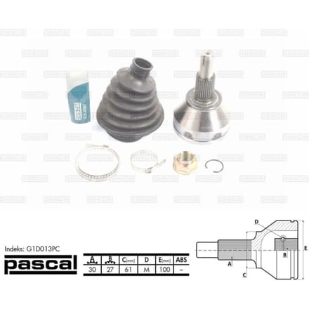 Homokineet reparatie set, aandrijfas PASCAL G1D013PC