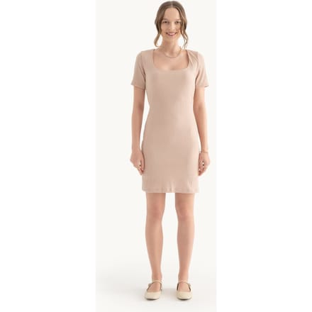 Vierkante Hals Korte Mouw Mini Bodycon Jurk