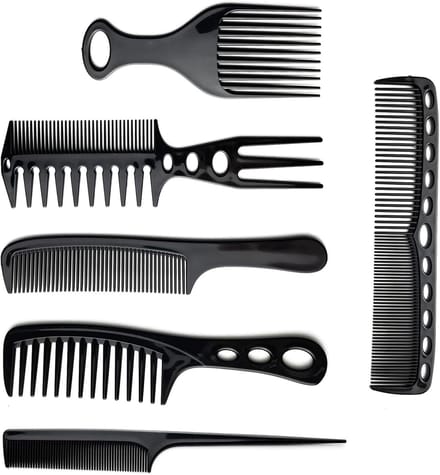 Set van 6 kammen, haarborstel, professioneel, voor kappers, ontwarrende borstels, professionele kam, antistatisch (kamset)