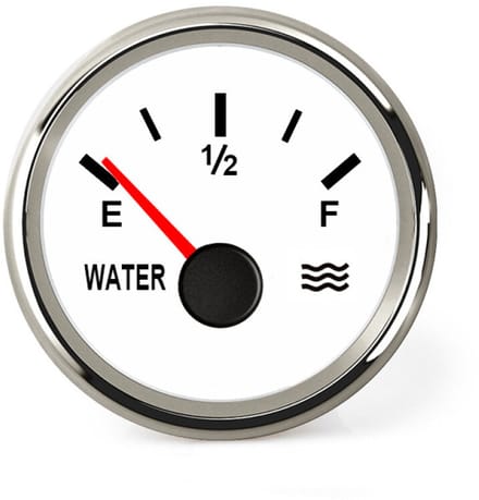 Hollex Drinkwatermeter 9-32V Wit/RVS 0-190Ohm