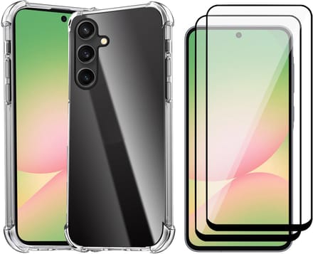 Hoesje geschikt voor Samsung Galaxy A56 / A36 - 2x Screenprotector Volledig Dekkend Glas - Shockproof Transparant