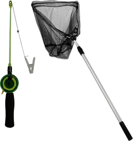 Krabhengel / vishengel voor krabbetjes 38 cm met opvouwbaar schepnet 170 cm