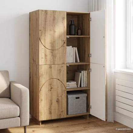 vidaXL - Highboard - Artisanaal - eiken - 79 - x - 41 - x - 151 - cm - Bewerkt - hout