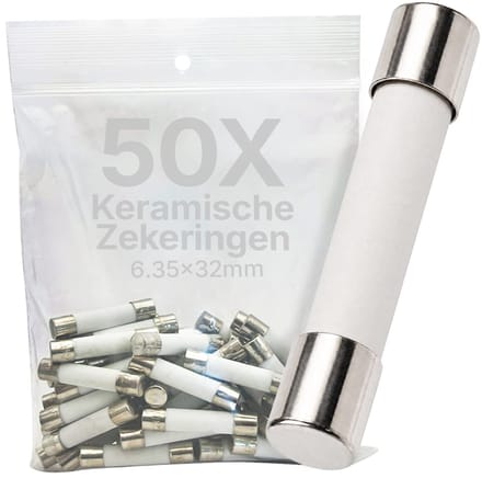 VLTG Keramische Zekering - 6.3x32mm - 1A - Traag (T) - 250V AC - 50 stuks