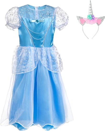 Prinsessenjurk meisje - Blauw - Kinderen - 7-9 Jaar